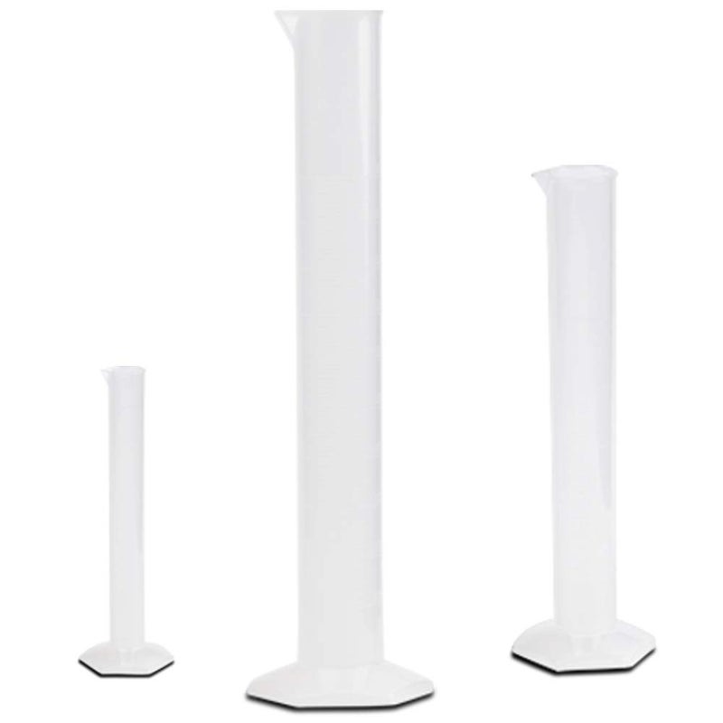 Plastic Graduated Cylinder Set, 3 Sizes - 10, 50, & 100ml, Polypropylene, Karter Scientific 219H2